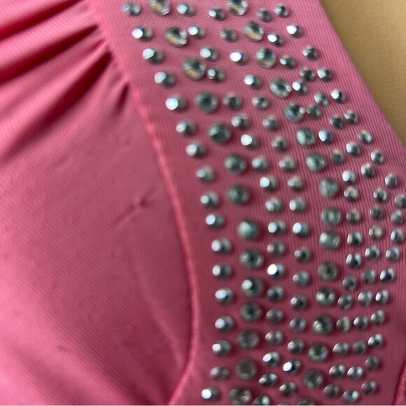 Bling dress sexy rutched sides bubblegum pink stretchy padded cups halter y2k - Picture 10 of 16